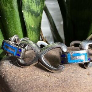 Artisan French Sterling Enamel link bracelet